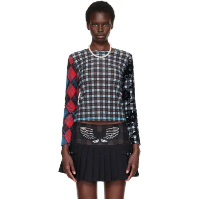Chopova Lowena Blue Par Flocked Mesh T-shirt In Multi
