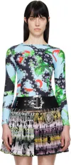 Chopova Lowena Blue Spangle Tangle Fitted Jersey T-shirt In Multi