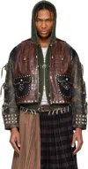 Chopova Lowena Brown Afterclap Leather Jacket In Brown And Black