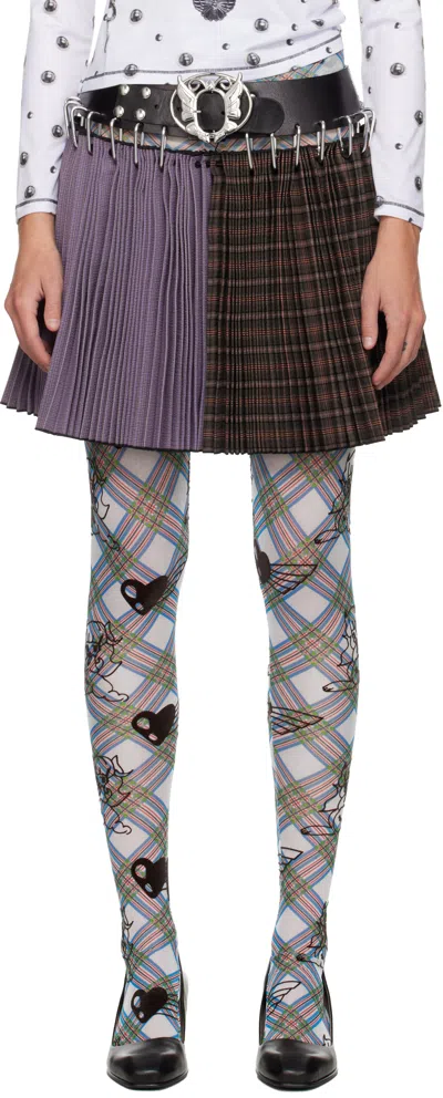 Chopova Lowena Brown & Purple Cotton Carabiner Miniskirt