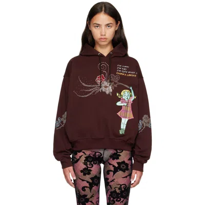 Chopova Lowena Brown Feelings Awe Hoodie In Burgundy