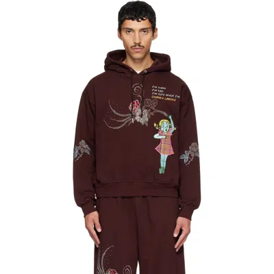 Chopova Lowena Brown Feelings Awe Hoodie In Burgundy
