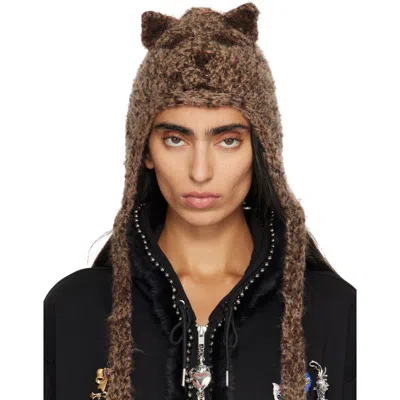 Chopova Lowena Brown Puppy Knitted Bonnet