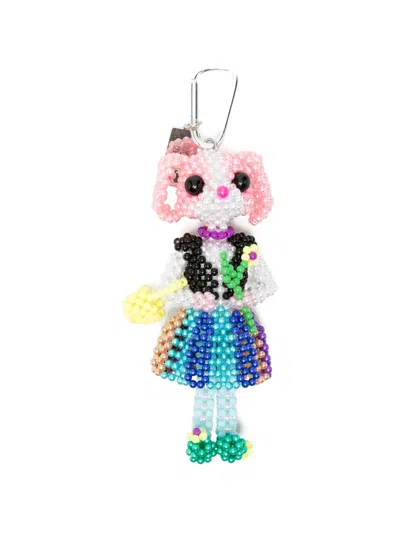 Chopova Lowena Bunny Shepherdess Figure Keyring In Multi