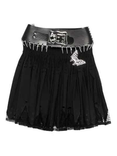 Chopova Lowena Butterfly-appliqué Carabiner Skirt In Black