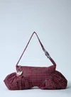 Chopova Lowena Camille Check-weave Pleated Shoulder Bag In Red