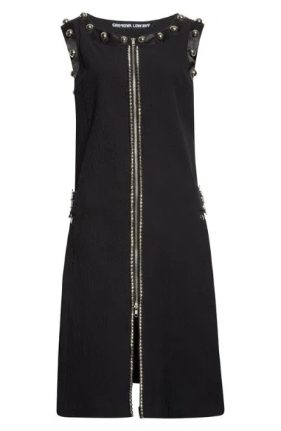Chopova Lowena Cassidy Studded Seersucker Dress In Black