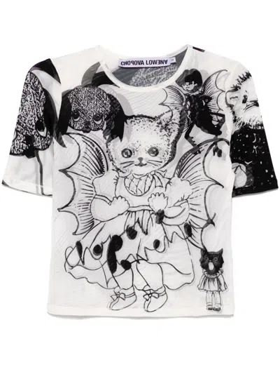 Chopova Lowena Cat Consort Short-sleeved Top In White