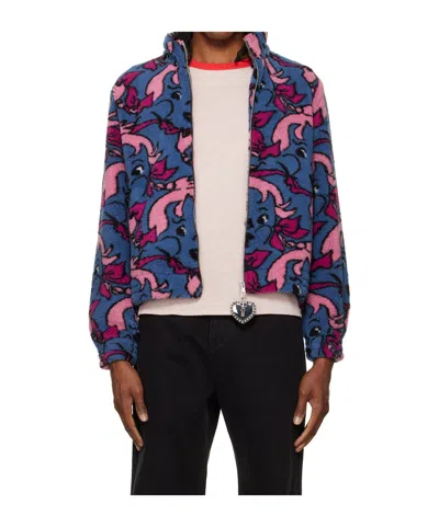 Chopova Lowena Blue Cheeky Girl Fitted Fleece Jacket In Multi