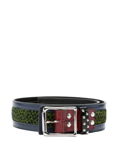 Chopova Lowena Cheetah Studded Printed Belt In Gold