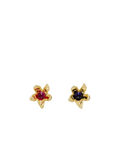 Chopova Lowena Claw Flower Earrings In Gold Multi