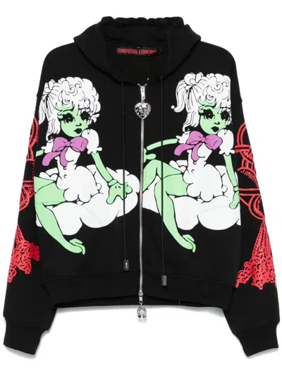 Chopova Lowena Cloud 9 Alien Girl Hoodie In 黑色