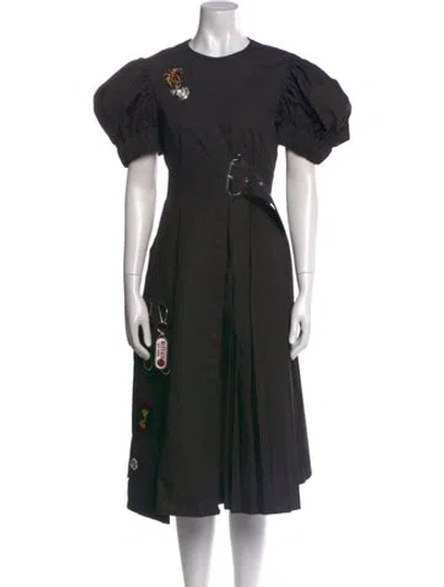 Pre-owned Chopova Lowena Crew Neck Midi Length Dress In Black