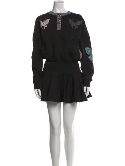 Pre-owned Chopova Lowena Crew Neck Mini Dress In Black