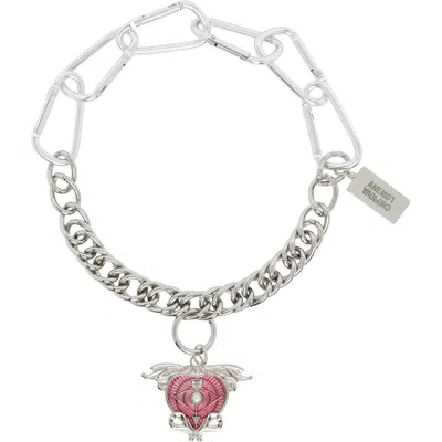 Chopova Lowena Cupid's Arrow Carabiner Necklace In Silver