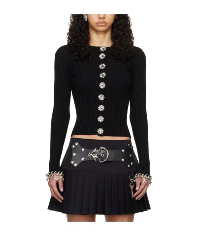 Chopova Lowena Daffy Ribbed Knitted Cardigan In Black