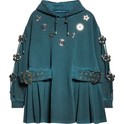 Chopova Lowena Dallas Long Sleeve Sweatshirt Dress In Blue