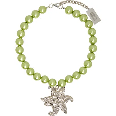 Chopova Lowena Faux-pearl Charm Necklace In Green