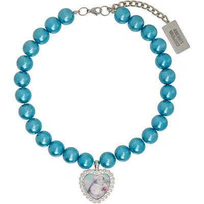 Chopova Lowena Faux-pearl Necklace In Blue