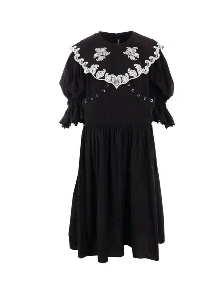 Chopova Lowena Floral Embroidered Midi Dress In Black