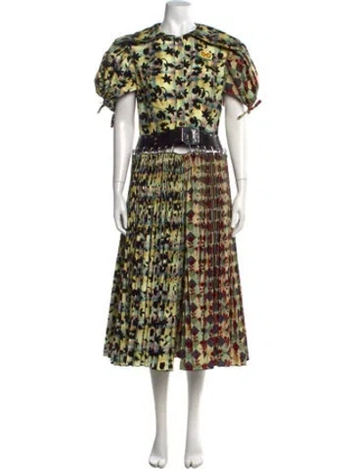 Pre-owned Chopova Lowena Floral Print Long Dress In Yellow