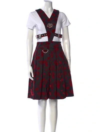 Pre-owned Chopova Lowena Floral Print Midi Length Dress In Black/red