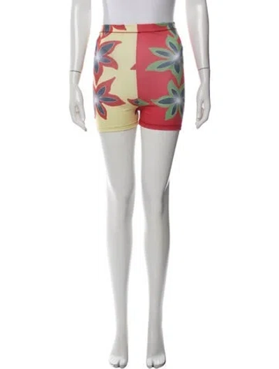 Pre-owned Chopova Lowena Floral Print Mini Shorts In Red