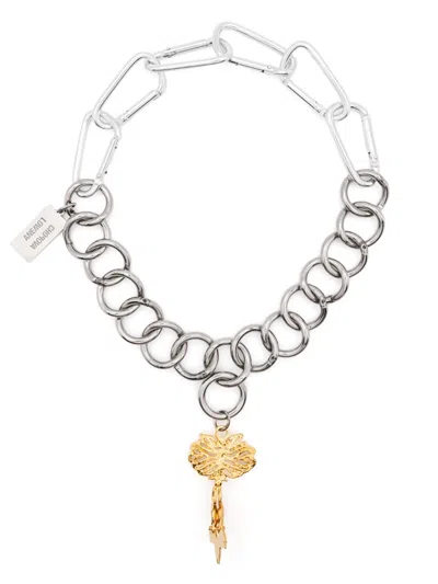 Chopova Lowena Silver Fly Away Necklace In Metallic