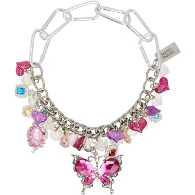 Chopova Lowena 'fly My Love' Carabiner Necklace In Pink