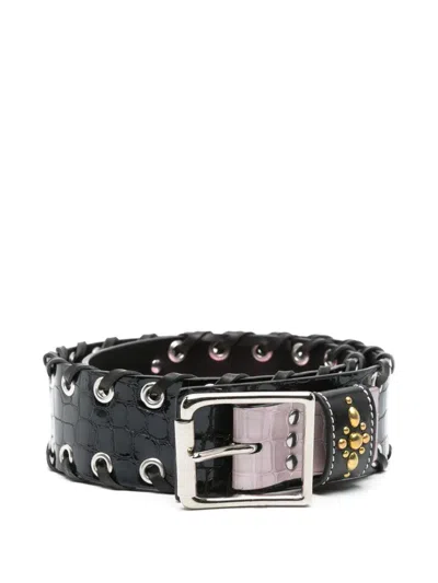 Chopova Lowena Frei Croc Belt In Black