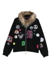 Chopova Lowena Fuz Fur-trimmed Patch-detail Hoodie In Multi