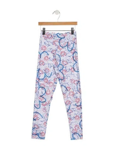 Pre-owned Chopova Lowena Kids' Girls Pattern Printed Leggings In White