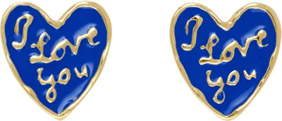 Chopova Lowena Gold Lovers Earrings In Blue