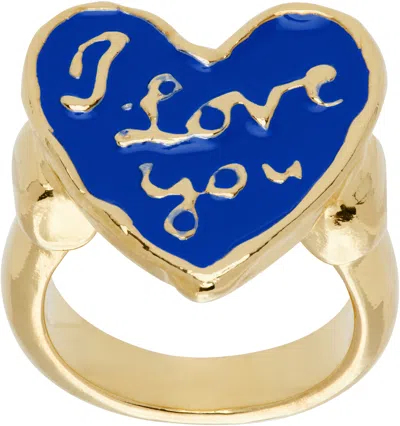Chopova Lowena Gold Lovers Ring In Blue And Gold