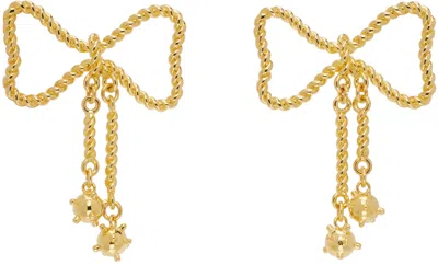 Chopova Lowena Gold Mace Bow Earrings In Multi