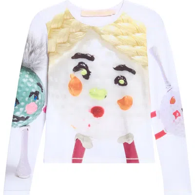 Chopova Lowena Golf Ball Fitted Jersey Top In White