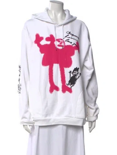 Pre-owned Chopova Lowena Graphic Print Crew Neck Hoodie In White