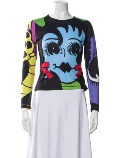 Pre-owned Chopova Lowena Graphic Print Crew Neck Top In Blue