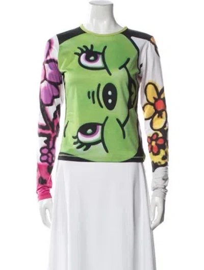 Pre-owned Chopova Lowena Graphic Print Crew Neck Top In Blue