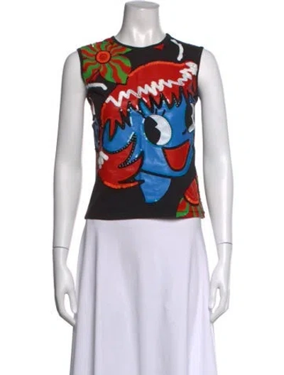 Pre-owned Chopova Lowena Graphic Print Crew Neck Top In Multicolor