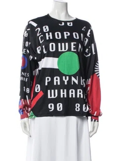 Pre-owned Chopova Lowena Graphic Print Crew Neck Top W/ Tags In Blue