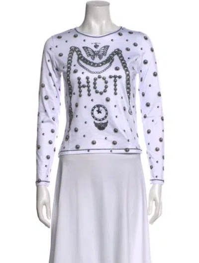 Pre-owned Chopova Lowena Graphic Print Crew Neck Top W/ Tags In White