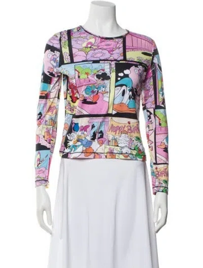 Pre-owned Chopova Lowena Graphic Print Crew Neck Top In White
