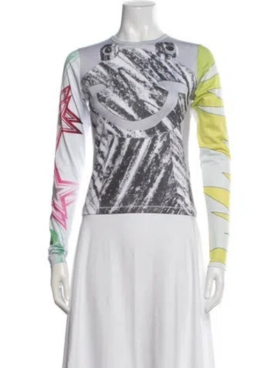 Pre-owned Chopova Lowena Graphic Print Crew Neck Top In White