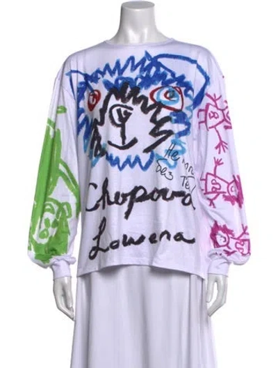 Pre-owned Chopova Lowena Graphic Print Crew Neck Top In White