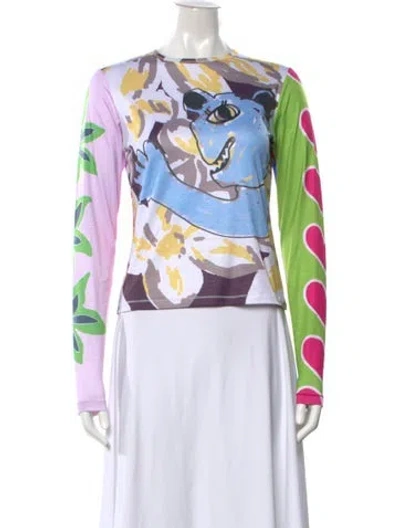 Pre-owned Chopova Lowena Graphic Print Crew Neck Top In White
