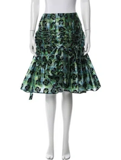 Pre-owned Chopova Lowena Graphic Print Midi Length Skirt In Green