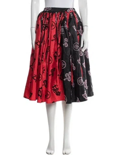 Pre-owned Chopova Lowena Graphic Print Midi Length Skirt In Red