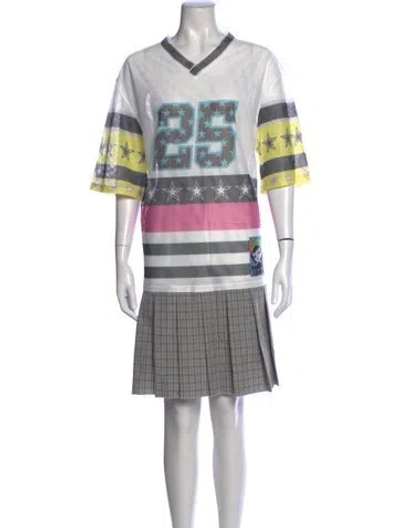 Pre-owned Chopova Lowena Graphic Print Mini Dress W/ Tags In Multicolor