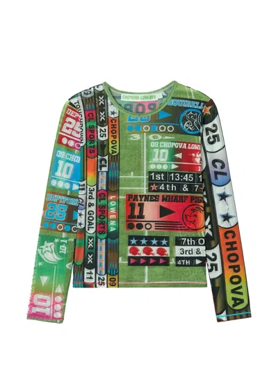 Chopova Lowena Graphic-print Mesh Top In Multi